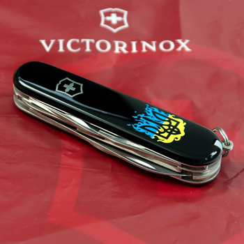 Складной нож Victorinox CLIMBER UKRAINE огненный Трезубец 1.3703.3_T0316u