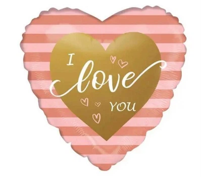 Фольгована кулька Star серце I Love You 18" 45 см золотий з рожевим 6524