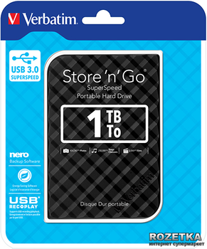 Dysk Twardy Verbatim Store n Go 1TV 5400rpm 8MB 53194 2.5 USB 3.0 Zewnętrzny Czarny