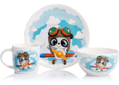 Набір дитячого посуду Ardesto Panda pilot панда 3 предмети порцеляна