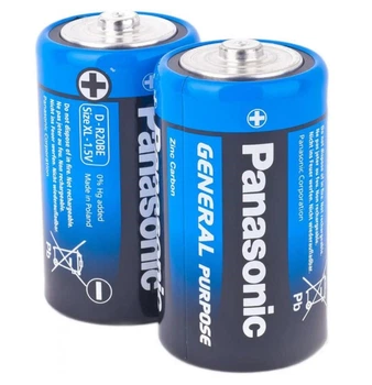 Батарейка Panasonic, D (R20), General Purpose, 2 шт