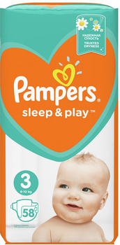 Підгузки Pampers Sleep & Play Розмір 3 (Midi) 6-10 кг 58 шт (4015400224211)