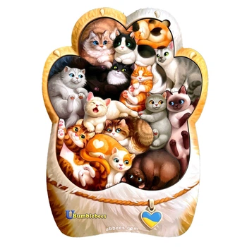 Деревянный пазл-вкладыш "Котики-муркотики" Ubumblebees 1х23х32 см 000261173