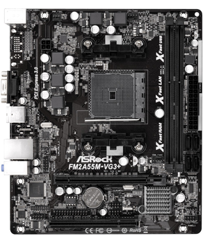 Материнская плата Socket FM2+ ASRock FM2A55M-VG3+ ( sFM2 / FM2+, DDR3, AMD A55, PCI-Ex16 ) Б/У