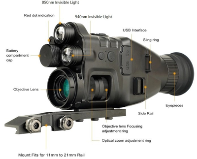 Прицел (монокуляр) ночного видения Henbaker CY789 Night Vision до 400м с креплением