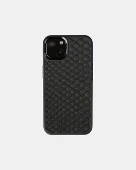 Чохол із чорної шкіри пітона Kartell з дрібними лусочками для iPhone 13