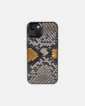 Чохол Kartell із сіро-жовтої шкіри пітона з дрібними лусочками для iPhone 13