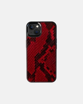 Чохол Kartell із шкіри пітона з дрібними лусочками для iPhone 13 Червоний