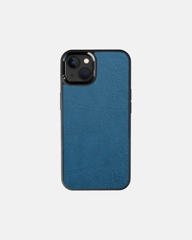 Чохол із блакитної шкіри страуса Kartell без фолікул для iPhone 13