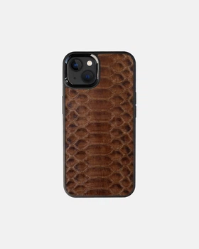 Чохол із коричневої шкіри пітона Kartell з широкими лусочками для iPhone 13