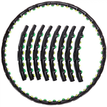 Обруч для похудения массажный разборной Хула Хуп Hula Hoop DOUBLE GRACE MAGNETIC Zelart 1,35 кг 8 секций d-97 см черный JS-6002
