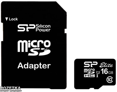 Silicon Power microSDHC 16GB Elite UHS-I + SD-adapter (SP016GBSTHBU1V10SP)