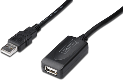 Przedłużacz Digitus USB 2.0 (AM/AF) 25 m Czarny (DA-73103)