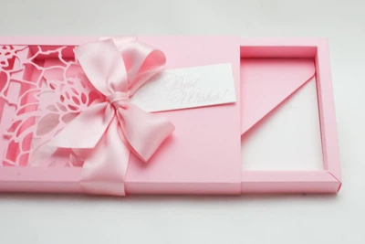 Gift Box Florale колір рожевий Вітальна листівка + конверт для грошей ручної роботи
