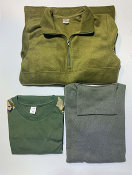 Комплект военная футболка с длинным рукавом + тактическая флисовая кофта (удлиненная) + военный гольф (водолазка) с начесом Cedra Military S Оливковый + Темно-серый + Пиксель