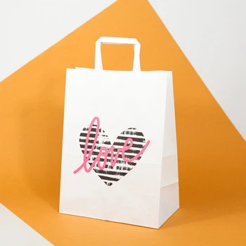 Пакет подарунковий eko-kraft 260*150*350 мм 5 шт/уп Паперовий Пакет LOVE Пакет з Серцем для подарунка на День закоханих