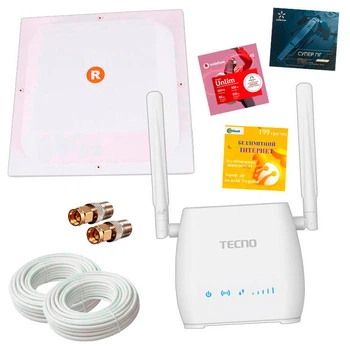 Мощный 4G Wi-Fi комплект "СОВРЕМЕННЫЕ ТЕХНОЛОГИИ" (роутер TECNO TR210, антенна МИМО 17 ДБ)