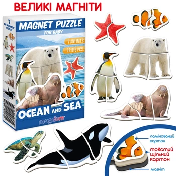 Набор магнитных пазлов Magnets puzzle for baby Оcean and Sea ML4031-35EN