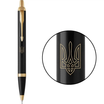 Ручка шариковая Parker IM Black GT BP Трезубец прозрачный Золотистый 22032_T010y