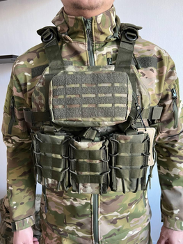 Плитоноска з швидким скидом темний мультикам, військовий з підсумками, турецька камуфляжна ASDAG 5452