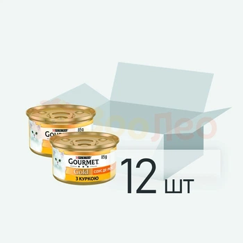 Влажный корм для кошек Gourmet Gold СОУС ДЕ-ЛЮКС, с курицей, 12 шт. по 85 г