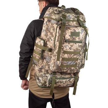 Большой тактический военный рюкзак, объем 80 литров, влагоотталкивающий и износостойкий. Цвет пиксель.