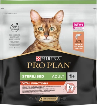 Сухий корм для дорослих котів після стерилізації Purina Pro Plan Sterilised Adult 1+ Vital Functions з лососем 400 г (7613036544832)
