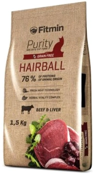 Sucha karma dla kotów odkłaczająca FITMIN Purity Hairball z wołowiną i wątróbką - 1,5 kg (8595237013586)