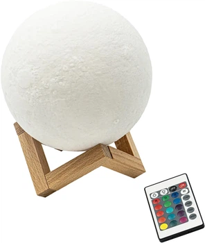 Ночник Луна с аккумулятором Berger Moon 15см 3D RGBc пультом д/у