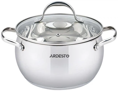 Каструля Ardesto Gemini Vittoria, скляна кришка, 5.0 л, нержавіюча сталь