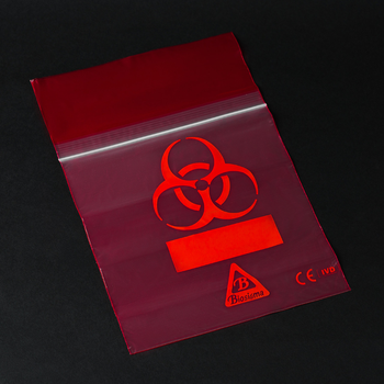 Пакет для транспортування біоматеріалів Biohazard з подвійною кишенею Червоний Biosigma