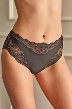 Високі трусики вставками квіткового мережива Janira 31980 black 46(L) Чорний