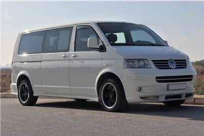 Полная окантовка стекол Volkswagen Transporter T5 (2003-2010) 14 частей, нерж 1 боковая дверь, Длинная база