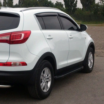 Боковые алюминиевые пороги Allmond Black (2 шт.) для Kia Sportage 2010-2015