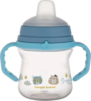 Тренировочная кружка Canpol Babies Bonjour Paris с силиконовым носиком FirstCup 150 мл Голубая (56/612_blu)