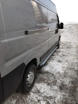 Citroen Jumper 2007-2025, алюмінієві бічні пороги Allmond Grey (2 шт), середня база