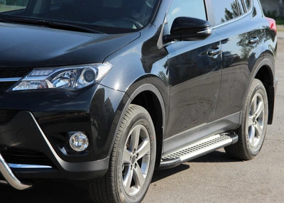 Бічні пороги (2 шт.) для Toyota Rav 4 (2013-2018 рр.), алюмінієві пороги для Rav 4, пороги Toyota Rav 4