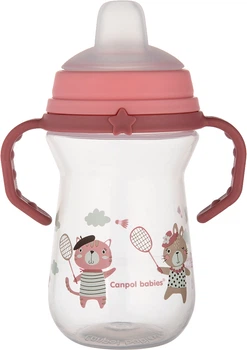 Тренировочная кружка Canpol Babies Bonjour Paris с силиконовым носиком FirstCup 250 мл Розовая (56/613_pin)