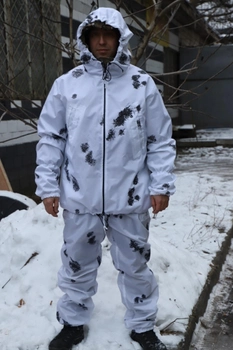 Зимовий маскувальний костюм Клякса. Тактичний одяг. Маскхалат білий. Комуфляжний зимовий костюм Ляпка. Розмір 56-62