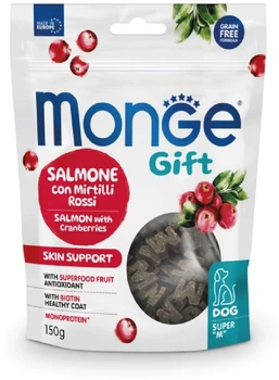 Ласощі для собак Monge Gift Dog Skin support лосось з журавлиною 150 г (8009470085731)