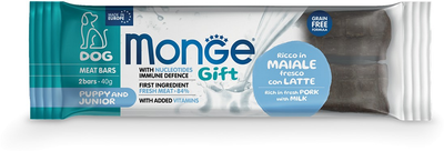 Лакомство для собак Monge Gift Dog Puppy and Junior свинина с молоком 40 г (8009470085502)