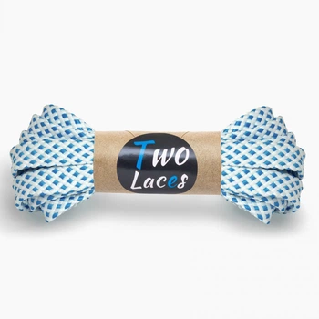 Шнурки для спортивного взуття Two Laces плоскі 10 мм, довжина 120 см, біло-блакитний (59152062)