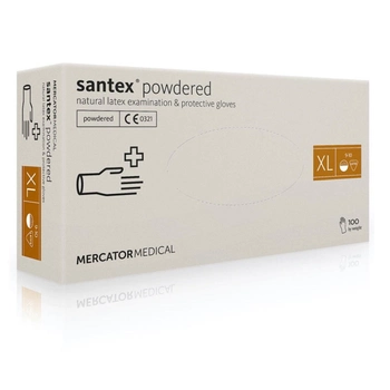 Перчатки латексные Santex® Powdered нестерильные опудренные кремовые XL (39902183)