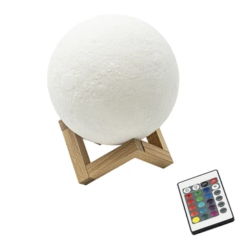 Нічник настільний LED RGB 3D Moon 12 см з пультом та акумулятором