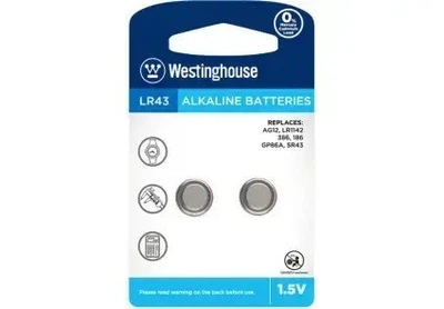 Батарейка Alkaline 1.5V G12/ 386/ LR43/ LR1142 (2шт) 11.6 х 4.2 мм Westinghouse