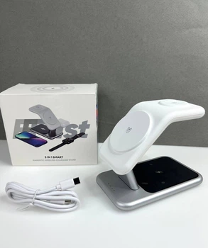 Бездротова зарядка стенд Smart Y10 3 in 1 Fast 15W white
