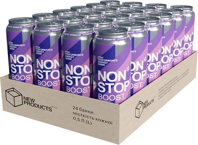 Упаковка напою безалкогольного енергетичного Non Stop Boost 0.5 л х 24 шт (4820097899167)