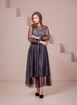 Блестящее платье FashionYouWant 4XL черный 43372369