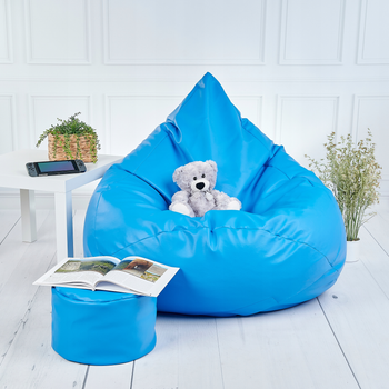 Крісло пуф груша KidsBunkBed розмір 75х75х100 см колір блакитний