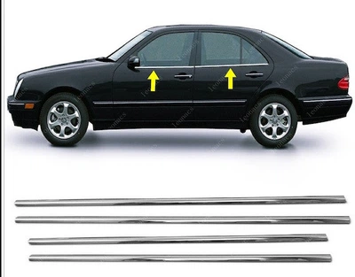 Нержавеющая окантовка стекол OmsaLine (4 шт) для Mercedes E-Class W210 (1995-2002)